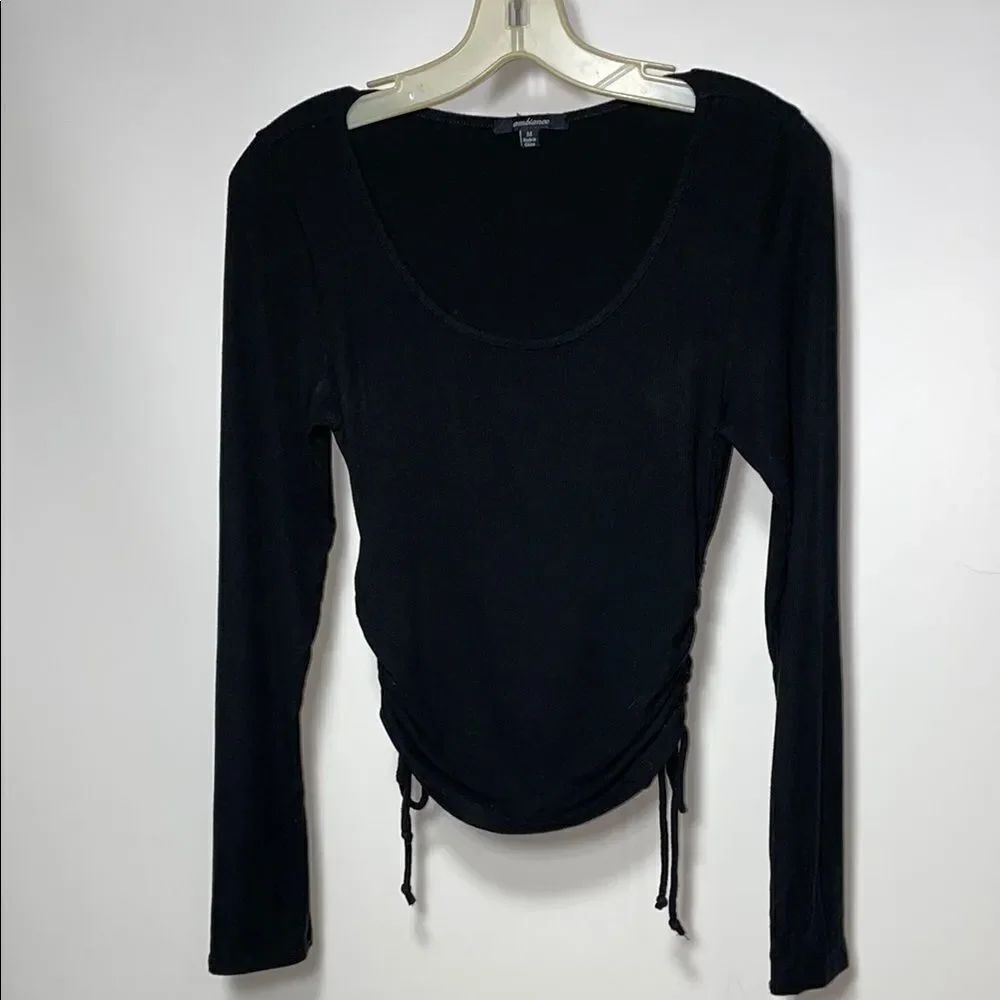 Ambiance Black Fitted Ruched long sleeve top